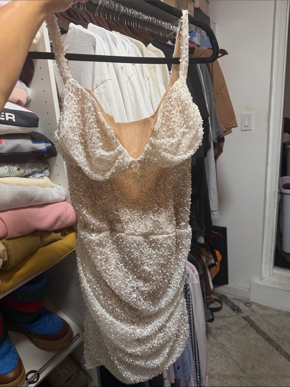 Meshki Connie Beaded Ivory Dress